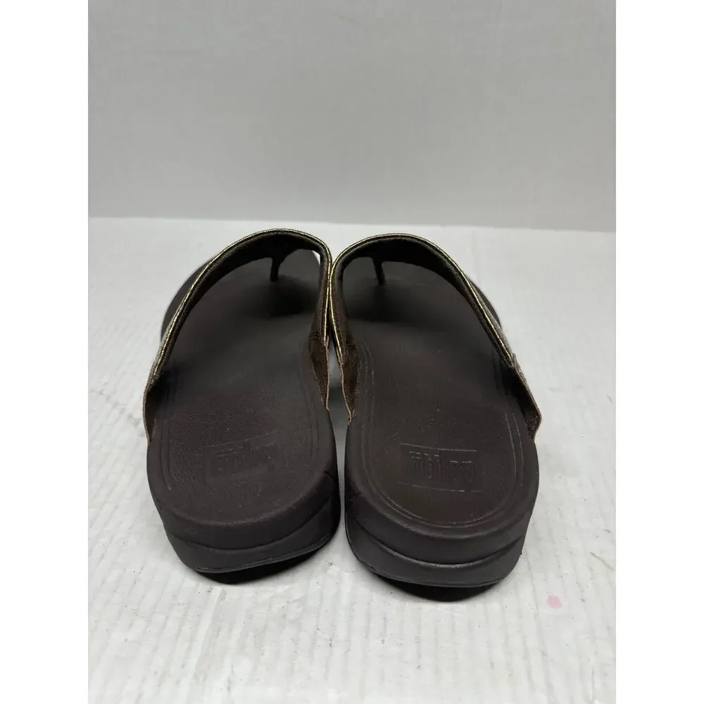 Fitflop Lulu Snake Skin Slide Sandal Casual Womens 560-012 Bronze Brown Size 8‎